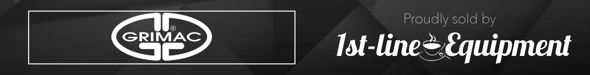 Black banner with the Grimac logo on the left, and the text Proudly sold by 1st-line Equipment in white on the right. The background has a subtle geometric pattern. © 2025 1st-line.com