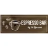 The 1st-line Equipment Espresso Bar Sign is a wooden sign with coffee cup and bean illustrations, displaying ESPRESSO BAR in white letters. © 2025 1st-line.com