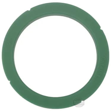 The Cafelat Green Silicone Portafilter Grouphead Gasket - 58mm is a green, circular silicone gasket with a smooth surface and small notches along the outer edge, shown on a white background. © 2025 1st-line.com