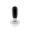 The ECM 89404 Flat Base 58mm Espresso Coffee Tamper features a black ergonomic handle and flat silver base, shown standing upright on a white background. © 2025 1st-line.com