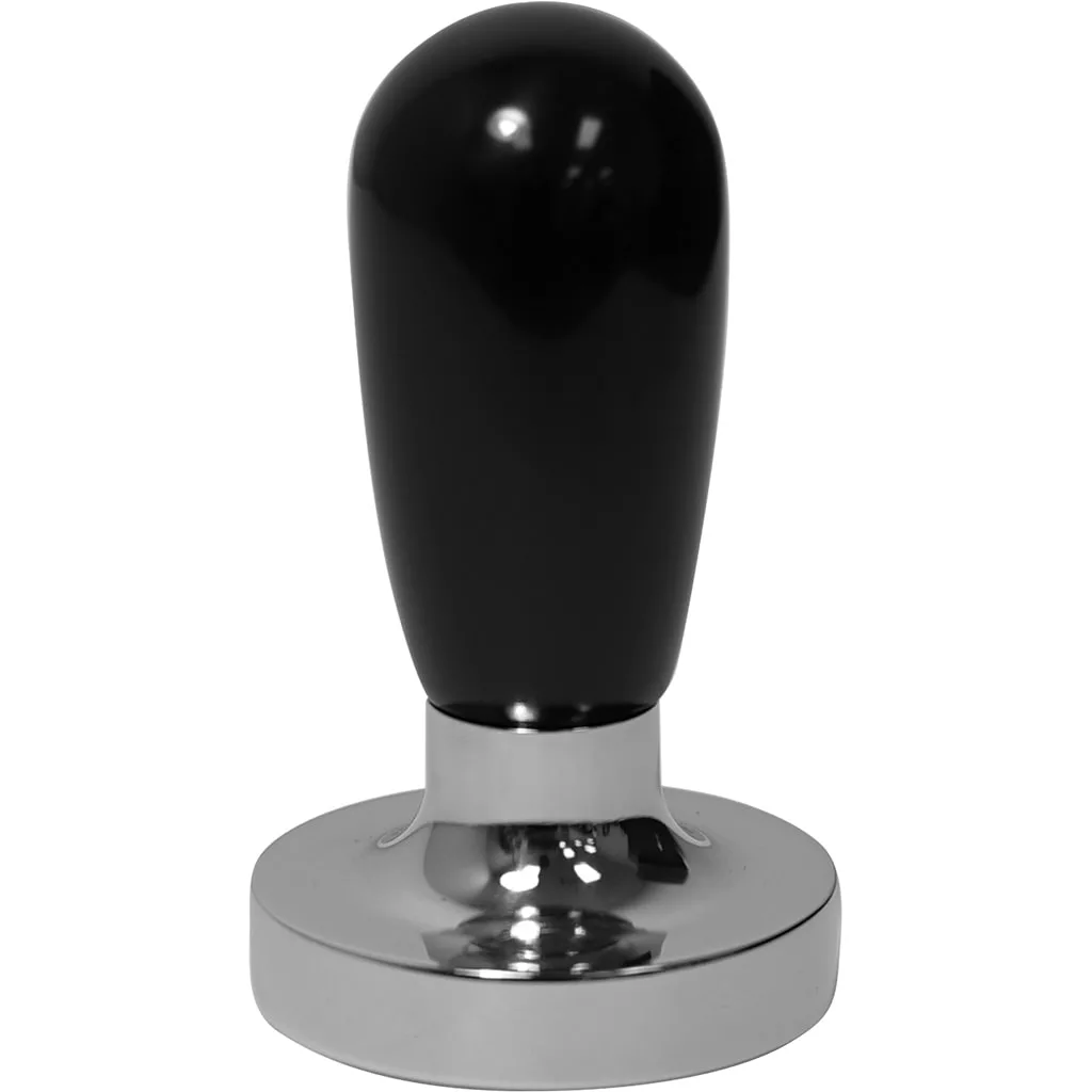The ECM 89414 Convex Base 58mm Espresso Coffee Tamper features a convex base and smooth black handle, designed for pressing ground coffee into a portafilter. © 2025 1st-line.com