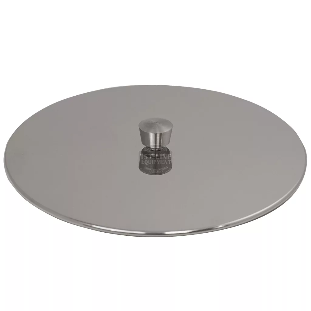 The ECM G1146 Stainless Steel Bean Hopper Lid is round with a small cylindrical handle on top, shown against a white background. © 2025 1st-line.com