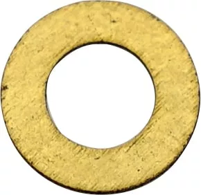 The Lelit MC068 Washer is a flat, round, gold-colored metal piece with a central hole, shown from above on a white background. © 2025 1st-line.com