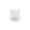 A DISCONTINUED notNeutral CICLONE Demitasse Cup, 2.5 oz, featuring clear double-walled glass and a flared rounded shape with a smooth rim, is shown against a plain white background. © 2025 1st-line.com