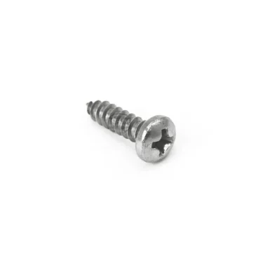 A single Lelit 9100043 Top Cover Screw, silver in color, rests on a white background at a slight angle with the threaded end to the left and the Phillips cross-slot head visible on the right. © 2025 1st-line.com