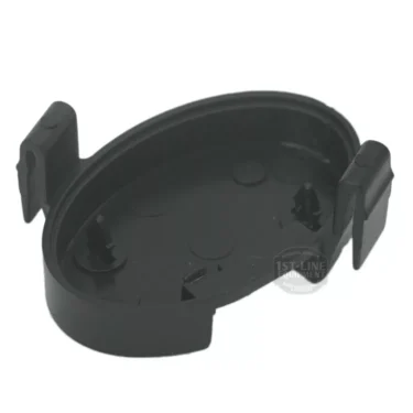 Lelit 3700056 Bracket for Switch Assembly: oval-shaped black plastic bracket with two side clips and internal pegs, designed for Lelit models. Shown on a white background. © 2025 1st-line.com