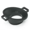 The Lelit 3700028 Bracket for Switch Assembly is a black plastic, funnel-shaped part with two rectangular handles and a wide opening that narrows to a circular base, designed for use with switch assembly components. © 2025 1st-line.com
