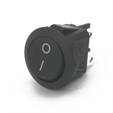 The Lelit 9600052 LED Switch for Switch Assembly is a black round rocker switch with white I/O symbols, designed for turning electronics on or off—ideal for LED switch assembly—shown against a white background. © 2025 1st-line.com