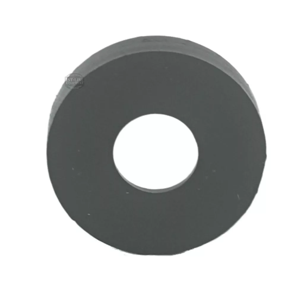 A black, round, flat disc with a central hole—likely the Lelit 9500021 Spring Holder for Top Spring for Top Screw Reservoir—is shown on a plain white background. © 2025 1st-line.com