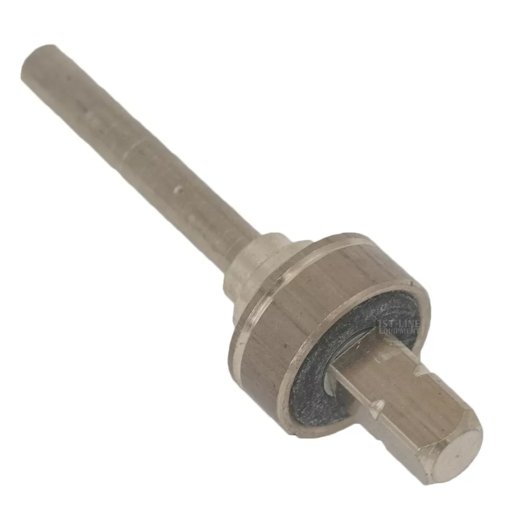 A close-up of a Lelit 1000000 Top Cam metal automotive component featuring a cylindrical shaft, circular base, and hexagonal tip, isolated on a white background. © 2025 1st-line.com