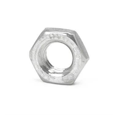 A close-up of a single silver hex nut standing upright on a white background, paired with a Lelit GV215 Washer 1 for precision fit. © 2025 1st-line.com