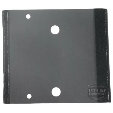 A flat, rectangular black mesh with stitched edges, three central holes, and a lower right 1ST-LINE EQUIPMENT logo—designed for use with the Lelit 8300004 Coffee Boiler Insulation. © 2025 1st-line.com