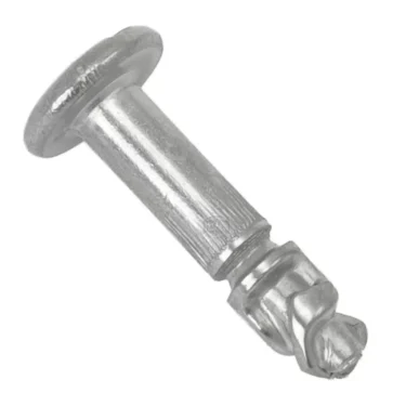 Close-up of the Lelit 9500019 Top Screw for Reservoir: a metallic fastener with a smooth round head and ribbed cylindrical body, ending in a fluted, chiseled tip for efficient drilling into materials. © 2025 1st-line.com