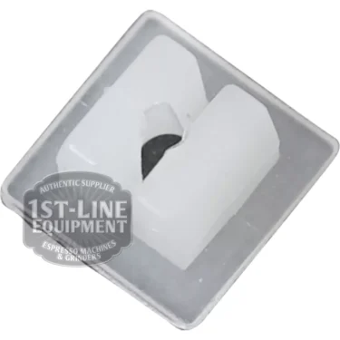 The Lelit 9500025 Plastic Nut is a small, square, translucent plastic nut with a central groove, shown on a white background with the Lelit and 1st-Line Equipment logos partially overlaid in the lower left corner. © 2025 1st-line.com