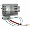 The Lelit 9600004 230V Motor features a cylindrical metallic casing, visible copper coils, an attached capacitor, and red, blue, and brown wires with a white plastic connector—ideal as a replacement motor for Lelit machines. © 2025 1st-line.com