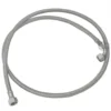 The Lelit 9700022 Direct Plumb In-Line Hose is a flexible, silver braided metal hose with hexagonal fittings at both ends, ideal for direct connections to plumbing or appliances. © 2025 1st-line.com