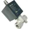 The OLAB 7701120.01 3-Way Solenoid Valve features a metal body, black coil marked “OLAB-ITALY,” operates at 120V, and displays frequency and certification info in white on the unit. © 2025 1st-line.com