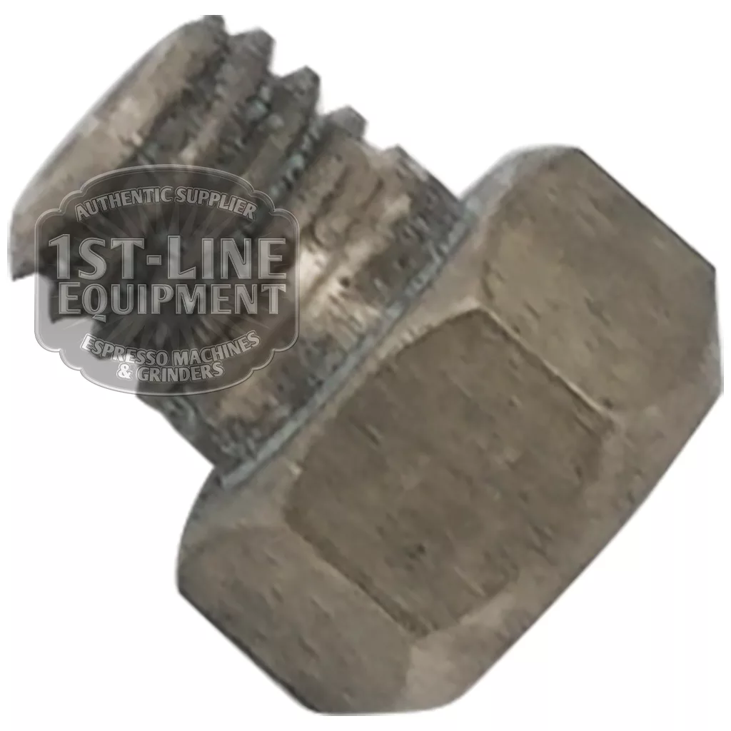 A close-up of an AS..50 GROUP GIGLEUR/GICLEUR screw with a hexagonal head, partially threaded, used in AS50 equipment. The image features a white background and a semi-transparent 1st-Line Equipment logo overlay. © 2025 1st-line.com