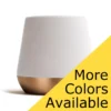 A modern, minimalist tumbler inspired by Fellow Joey Junior Double Wall Ceramic Mugs - 2 oz, Set of 2. Matte white top, metallic gold base. Yellow triangle on the side reads “More Colors Available.”. © 2025 1st-line.com