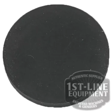 A round, flat black BE..39 rubber gasket (23x3mm) with a lightly textured surface. The bottom right displays a semi-transparent 1st-Line Equipment logo and text for espresso machines and grinders. © 2025 1st-line.com