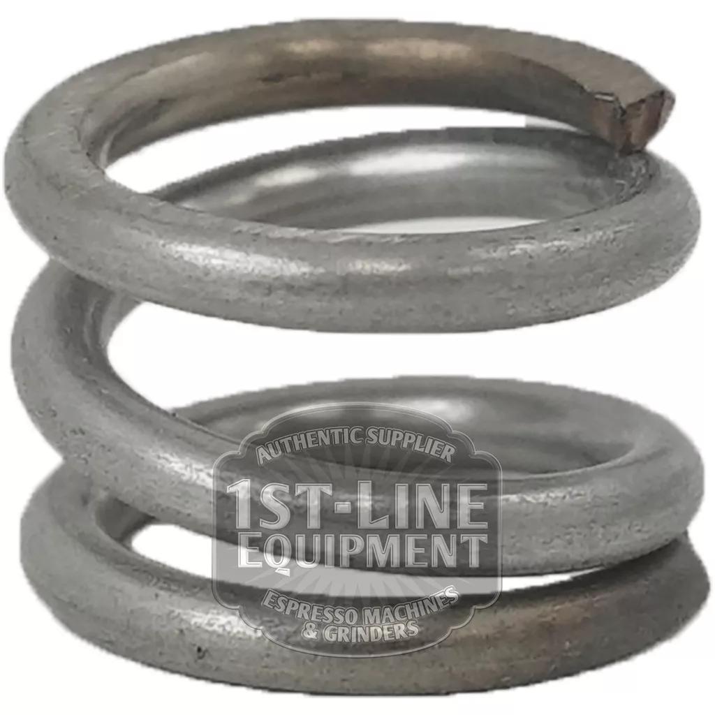 Close-up of a BE..41 GASKETHOLDER SPRING with slightly worn edges, viewed from an angle that highlights its circular coils. “1st-Line Equipment” and related text are watermarked across the center. © 2025 1st-line.com