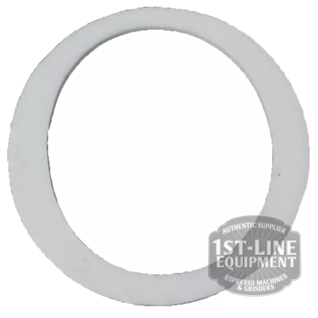 The AS..72 Modern Boiler PTFE Gasket (58x43x2mm) is a white circular ring with a subtle 1st-Line Equipment logo in the lower right corner, shown on a plain white background—perfect for sealing modern boiler components. © 2025 1st-line.com