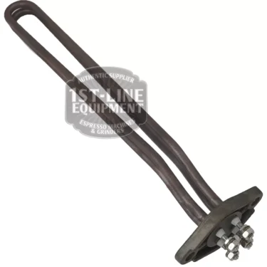The Astoria AS..96 RESISTANCE 2 GR. 2600W 110V is a metal heating element with a mounting plate and electrical connectors for espresso machines, shown on a white background. © 2025 1st-line.com