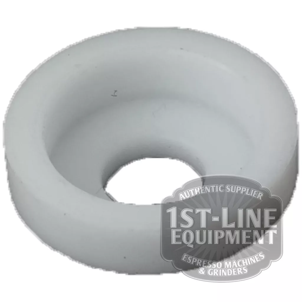 The BE..43 STEAM PIPE PTFE GASKET is a white plastic, ring-shaped washer with a central hole, shown on a plain background. The 1st-Line Equipment logo appears partially in the bottom right corner—ideal for steam pipe connections. © 2025 1st-line.com