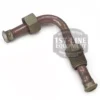 The BF.645 1/2 BOILER GROUP PIPE is a curved metal pipe with threaded fittings and a hexagonal nut, used as a replacement part for espresso machines. Displayed on a white background with the 1st-Line Equipment logo watermark. © 2025 1st-line.com