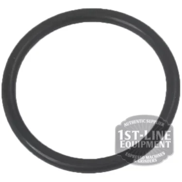A BF.220 RUBBER RING O-ring gasket with a smooth black rubber surface is shown on a white background, featuring the 1st-Line Equipment Espresso Machines & Grinders logo in the lower right corner. © 2025 1st-line.com