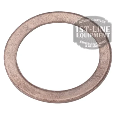 A BF.277 COPPER GASKET 26x20.5x1mm, featuring a flat, circular copper design with a central hole, is displayed on a white background with a 1st-Line Equipment watermark in the top right corner. © 2025 1st-line.com
