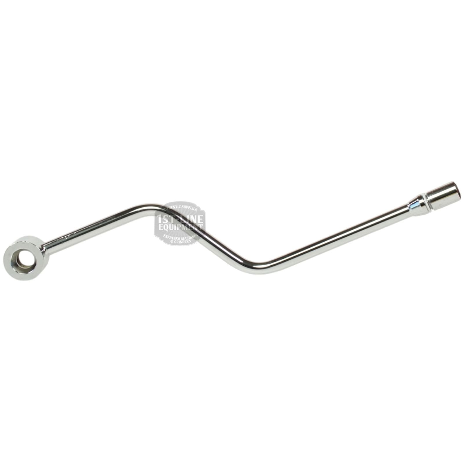 A chrome-plated, L-shaped crank handle with a socket and a round closed loop, typically used for manual operation of the Brasilia PORTOFINO-CENTURY STEAM PIPE. © 2025 1st-line.com