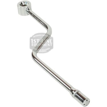 A shiny metal crank handle with an S-shaped bend, circular socket, and cylindrical end, designed for the Brasilia PORTOFINO-CENTURY STEAM PIPE, shown against a white background. © 2025 1st-line.com