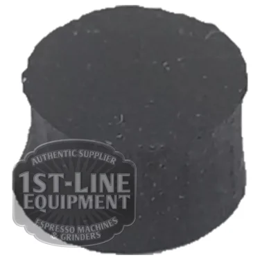 A small, solid black BE.345 TAP GASKET with a slightly tapered cylindrical shape rests on a white background, with the 1st-Line Equipment logo placed in the bottom left corner. © 2025 1st-line.com