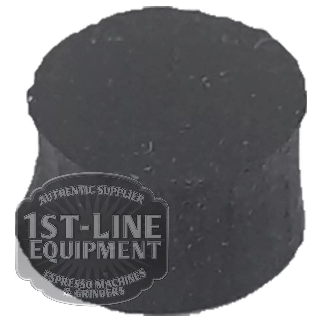 A small, solid black BE.345 TAP GASKET with a slightly tapered cylindrical shape rests on a white background, with the 1st-Line Equipment logo placed in the bottom left corner. © 2025 1st-line.com