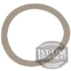 A thin, circular BF..99 GROUPHEAD PAPER SHIM GASKET with an uneven edge is shown on a white background, partially overlapped at the lower right by the 1st-Line Equipment logo displaying BF..99. © 2025 1st-line.com