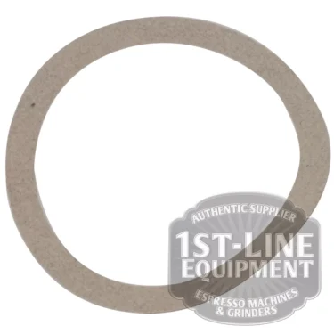 A thin, circular BF..99 GROUPHEAD PAPER SHIM GASKET with an uneven edge is shown on a white background, partially overlapped at the lower right by the 1st-Line Equipment logo displaying BF..99. © 2025 1st-line.com