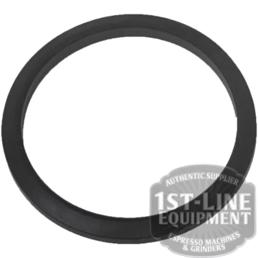 An Ascaso BF...1 6.5mm conic portafilter holder gasket, black rubber and compatible with BF models, is displayed on a white background with a semi-transparent “1st-Line Equipment, Espresso Machines & Grinders” logo in the corner. © 2025 1st-line.com