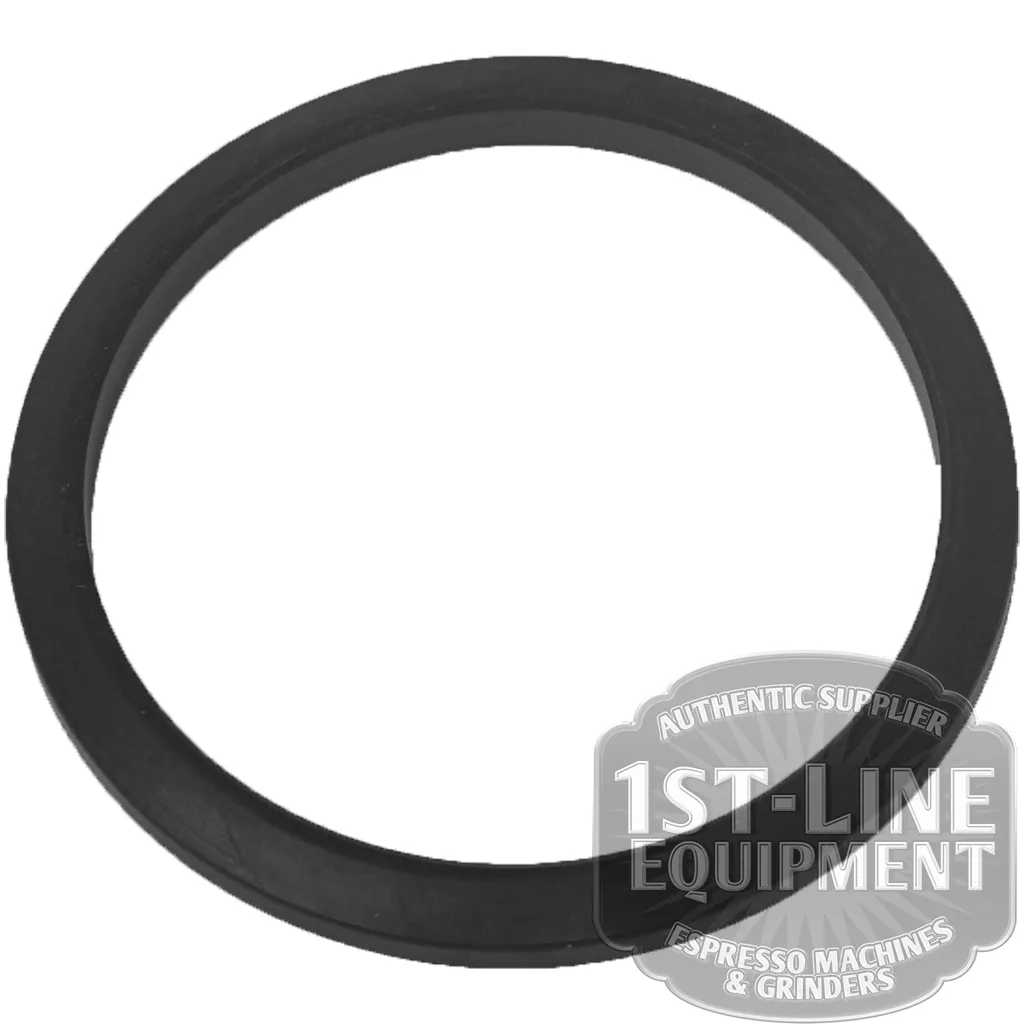 An Ascaso BF...1 6.5mm conic portafilter holder gasket, black rubber and compatible with BF models, is displayed on a white background with a semi-transparent “1st-Line Equipment, Espresso Machines & Grinders” logo in the corner. © 2025 1st-line.com