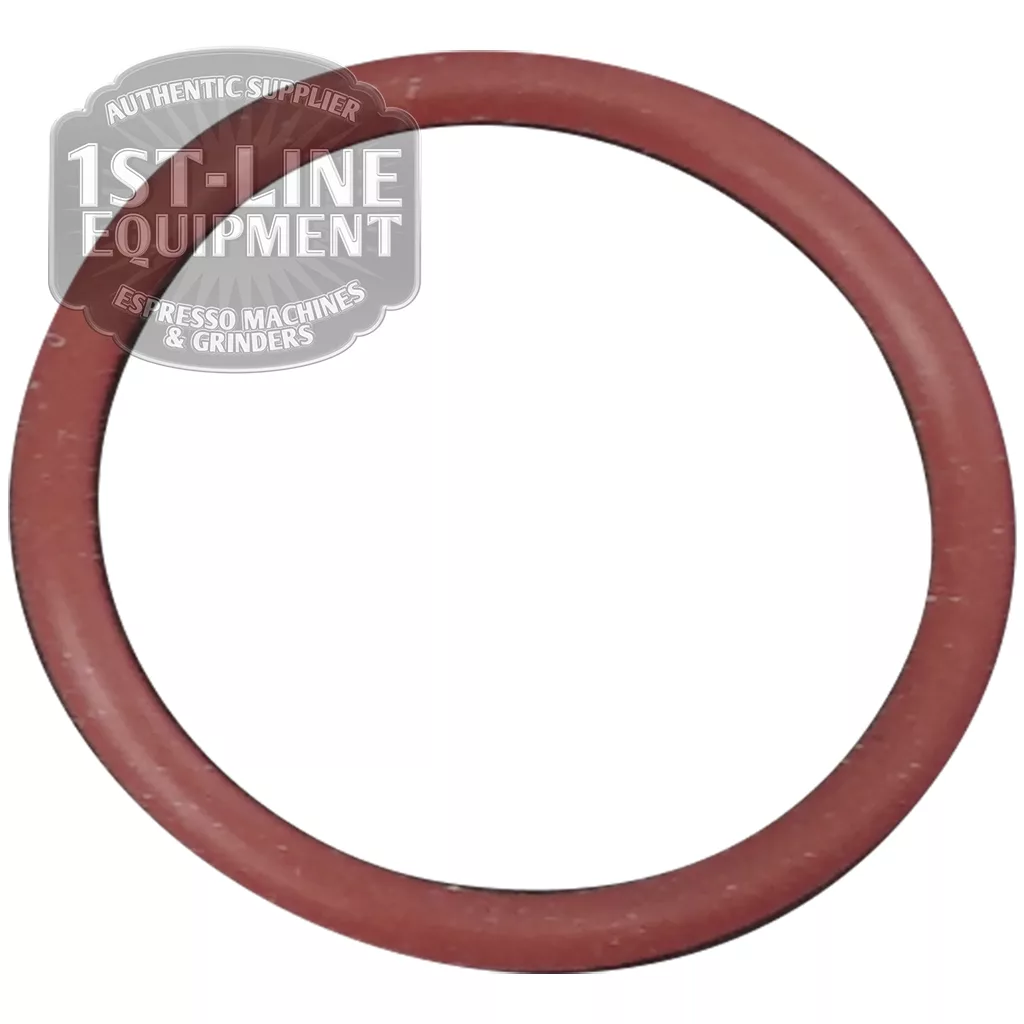BF.213 SILICONE RING, a red O-ring gasket, is shown on a white background with a translucent 1st-Line Equipment Espresso Machines & Grinders logo in the upper left corner. © 2025 1st-line.com