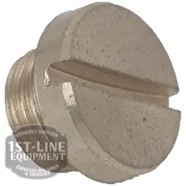 Close-up of a metallic BF...3 1/8 GROUP SCREW with a flat head and threaded body, photographed against a white background. The 1st-Line Equipment logo appears in the bottom left corner. © 2025 1st-line.com