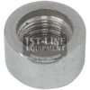 Close-up of the BF.138 TAP NUT showing its shiny, slightly reflective metal surface and internal threading. The image features a 1st-Line Equipment Espresso Machines & Grinders watermark. © 2025 1st-line.com