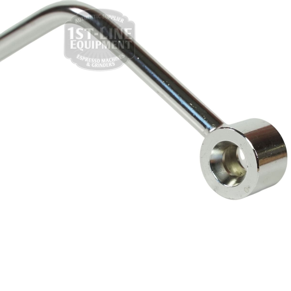 Close-up of the Brasilia PORTOFINO-CENTURY STEAM PIPE, a shiny metal espresso machine part with a cylindrical nozzle, set against a white background. © 2025 1st-line.com