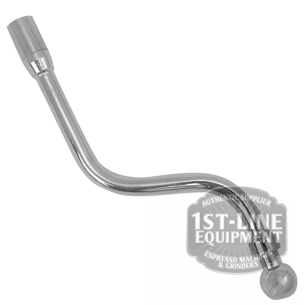 The BF.569 PORTOFINO MODERN STEAM PIPE, featuring a chrome curved design with a rounded nozzle, is shown on a white background with the 1st-Line Equipment logo watermark in the bottom right corner. © 2025 1st-line.com