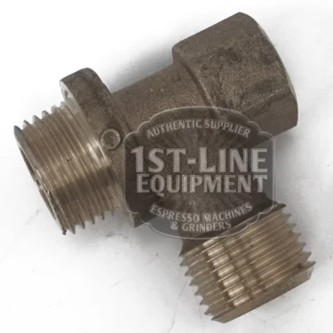 The BF.610 INLET PIPE FITTING is shown against a white background, featuring two male threaded ends and one female threaded end with 1st-Line Equipment text across the center. © 2025 1st-line.com