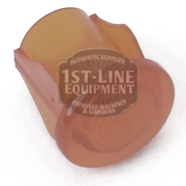 The BF.668 ORANGE CRYSTAL is a translucent brown plastic portafilter insert for espresso machines, featuring subtle orange crystal tones. Photographed against a white background with the 1st-Line Equipment watermark. © 2025 1st-line.com