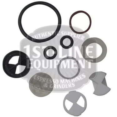 The BF.682 CERAMIC TAP REPAIR KIT, along with assorted gaskets, seals, and plastic components, is displayed on a white background with the 1st Line Equipment logo watermarked. © 2025 1st-line.com