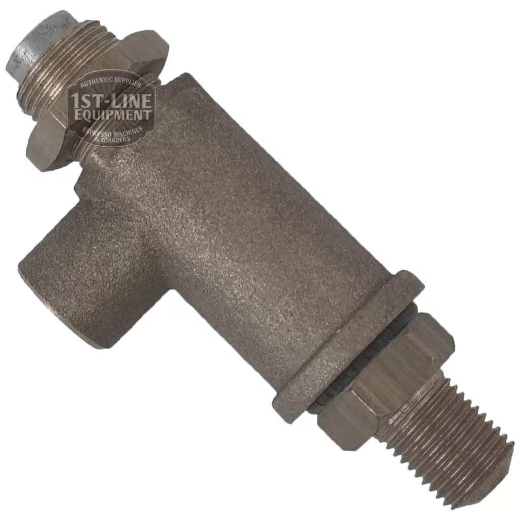 The BF...7 COMPLETE WATER/STEAM TAP is a metal compression fitting with a T-shaped body and two threaded ends, ideal for connecting pipes or tubing in plumbing and industrial water or steam tap installations. © 2025 1st-line.com