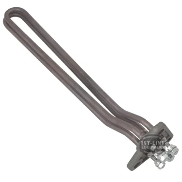 The Brasilia BF.237 RESISTANCE 2GR HEATING ELEMENT 3000W 230V features a U-shaped coil with a base mounting plate and two screw terminals, commonly used for heating water in espresso machines like the Brasilia BF.237. © 2025 1st-line.com