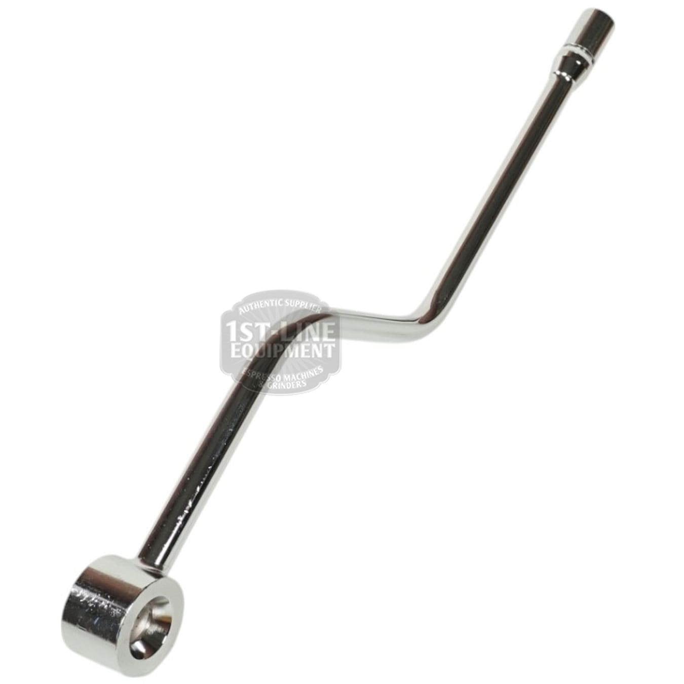 The Brasilia PORTOFINO-CENTURY STEAM PIPE features a chrome-plated, L-shaped crank handle with a round socket and cylindrical grip, ideal for manual operation of steam pipe equipment or machinery. © 2025 1st-line.com